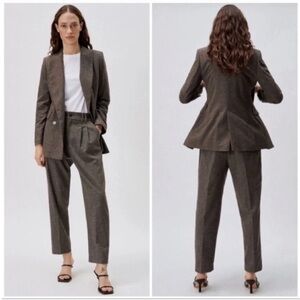 Zara Straight Fit Check Double Breasted Blazer NWT